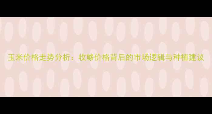 图片 玉米价格走势分析：收够价格背后的市场逻辑与种植建议