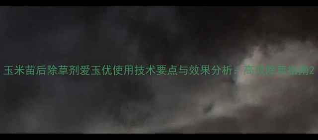 图片 玉米苗后除草剂爱玉优使用技术要点与效果分析：高效除草指南2