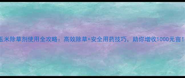 图片 玉米除草剂使用全攻略：高效除草+安全用药技巧，助你增收1000元亩！