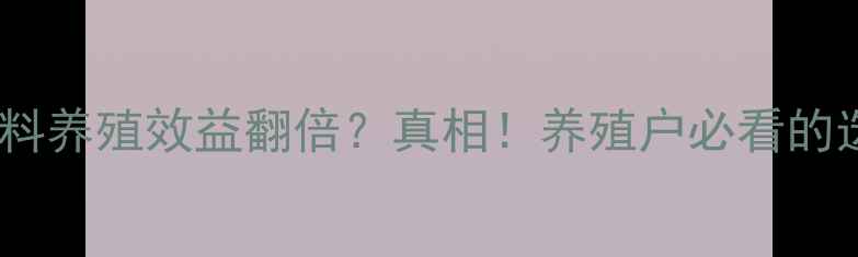 图片 益生菌饲料养殖效益翻倍？真相！养殖户必看的选品指南1