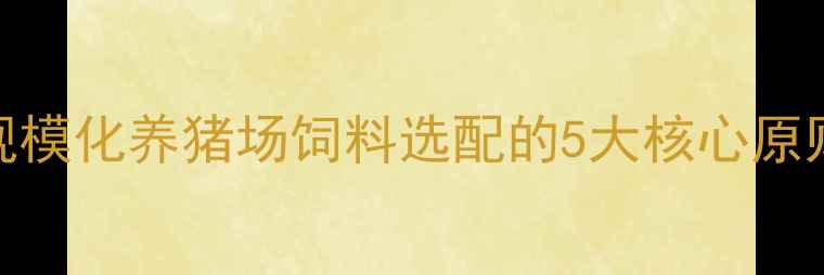 图片 规模化养猪场饲料选配的5大核心原则