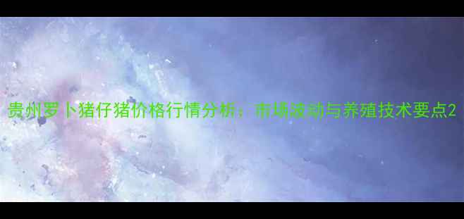 图片 贵州罗卜猪仔猪价格行情分析：市场波动与养殖技术要点2