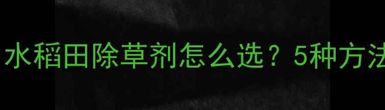 图片 野稻子清除全攻略｜水稻田除草剂怎么选？5种方法+操作细节大公开🌾