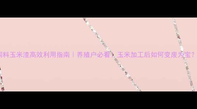 图片 饲料玉米渣高效利用指南｜养殖户必看！玉米加工后如何变废为宝？1