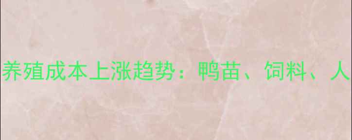 图片 鸭子养殖成本上涨趋势：鸭苗、饲料、人工全