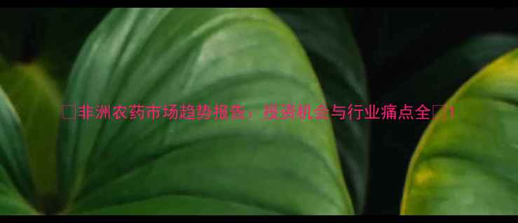 图片 🌍非洲农药市场趋势报告：投资机会与行业痛点全🌱1
