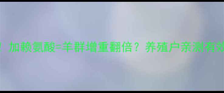 图片 🌟羊饲料配方升级！加赖氨酸=羊群增重翻倍？养殖户亲测有效的科学喂养指南🌟