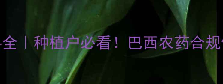 图片 🌱巴西农药登记资料全｜种植户必看！巴西农药合规使用指南及市场趋势