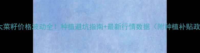 图片 🌾加拿大菜籽价格波动全！种植避坑指南+最新行情数据（附种植补贴政策）🌱2