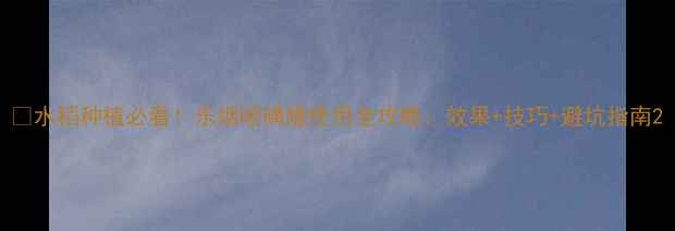 图片 🌾水稻种植必看！乐烟嘧磺隆使用全攻略：效果+技巧+避坑指南2