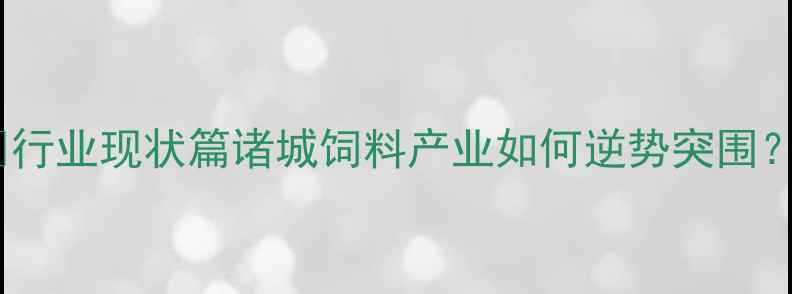 图片 🌾行业现状篇诸城饲料产业如何逆势突围？1