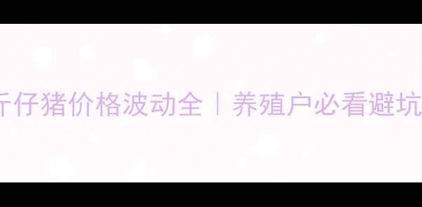 图片 🐷70斤仔猪价格波动全｜养殖户必看避坑指南2