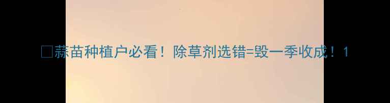 图片 💡蒜苗种植户必看！除草剂选错=毁一季收成！1