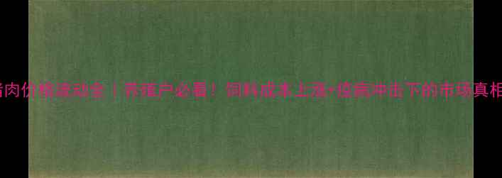 图片 📊猪肉价格波动全｜养殖户必看！饲料成本上涨+疫病冲击下的市场真相🔥2