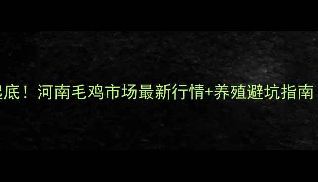 图片 🔥817肉鸡价格大起底！河南毛鸡市场最新行情+养殖避坑指南（附实时报价表）2