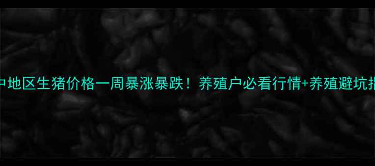 图片 🔥辽中地区生猪价格一周暴涨暴跌！养殖户必看行情+养殖避坑指南🐷